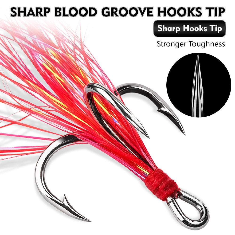 Ultra-sharp barbed hook point and black finish detail on Proberos SZ139 treble hook