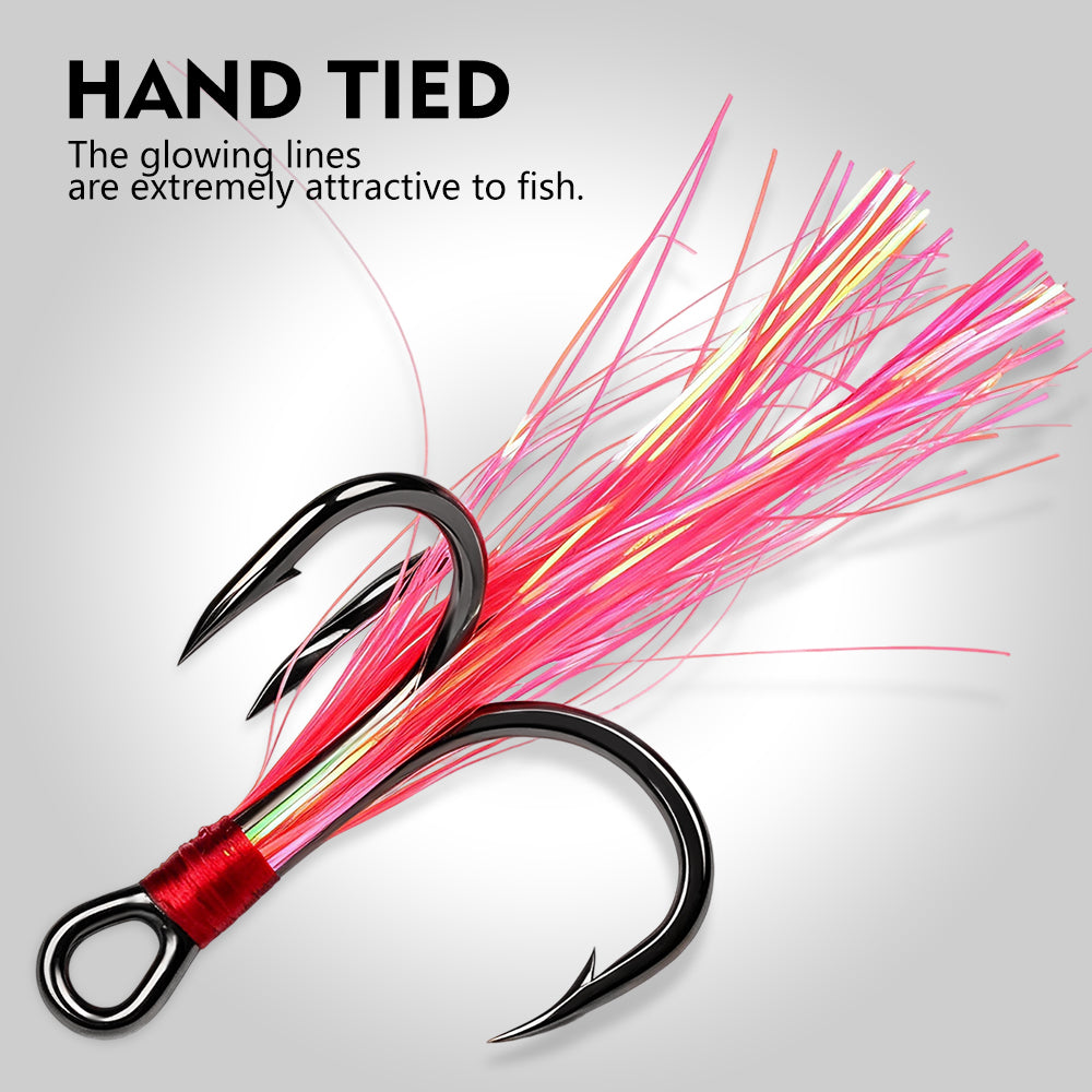 Proberos SZ140 feathered treble hooks high carbon steel black finish 10pcs box