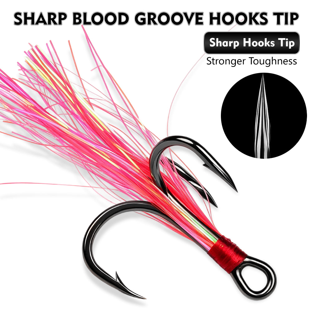 Proberos SZ140 treble hook ultra sharp barbed blood groove point detail