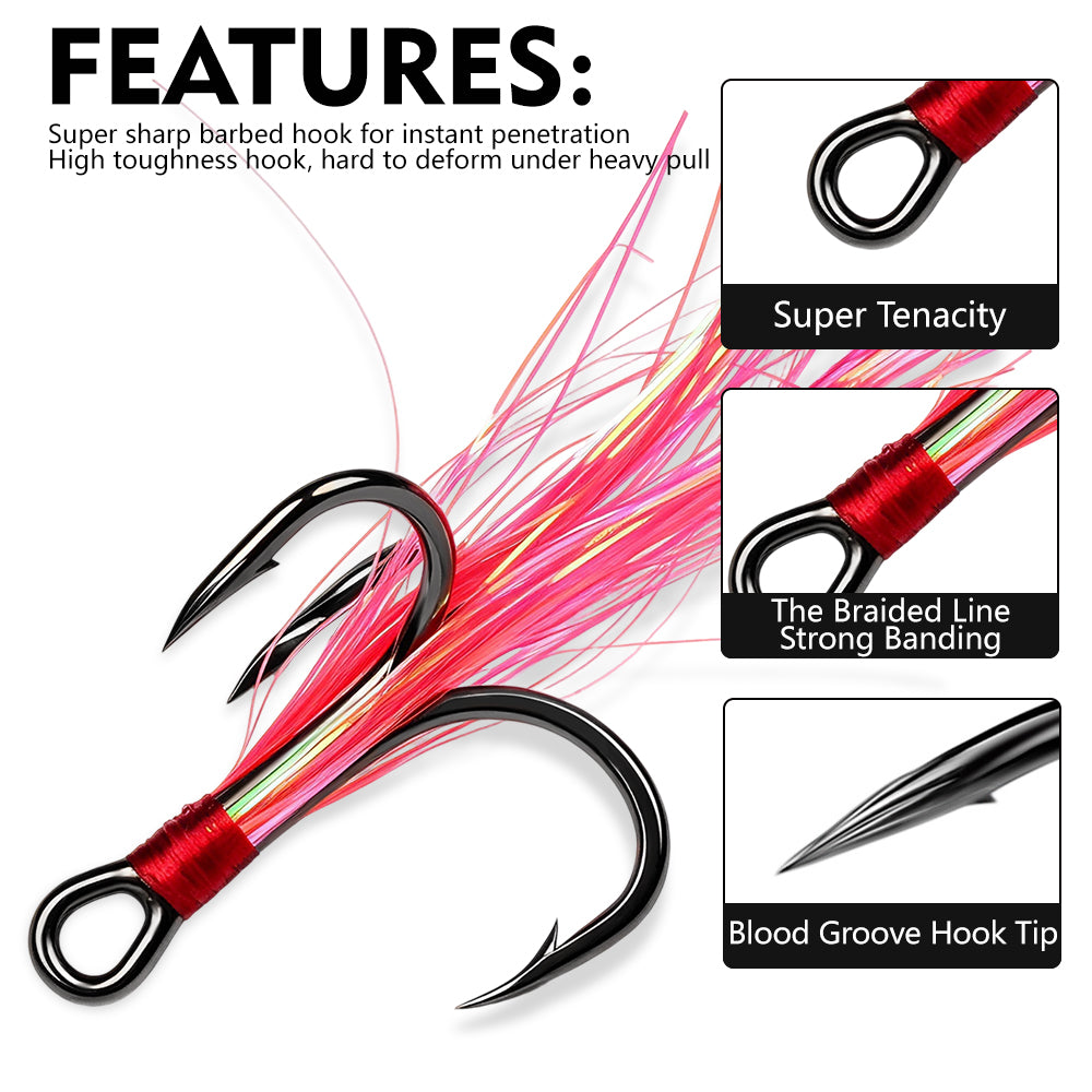 Proberos SZ140 treble hook ultra sharp barbed blood groove point detail