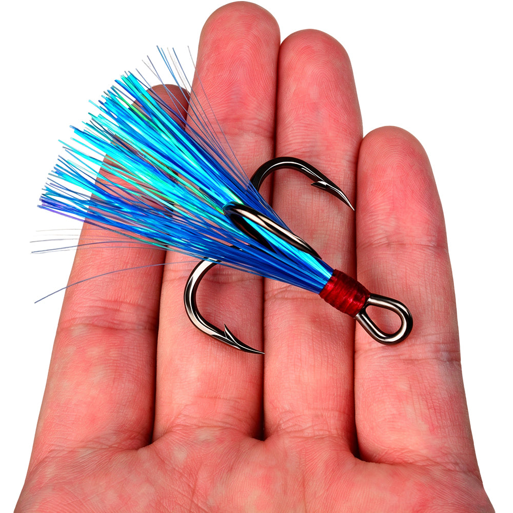 PROBEROS SZ141 Sharp Treble Hook with Blue Feather