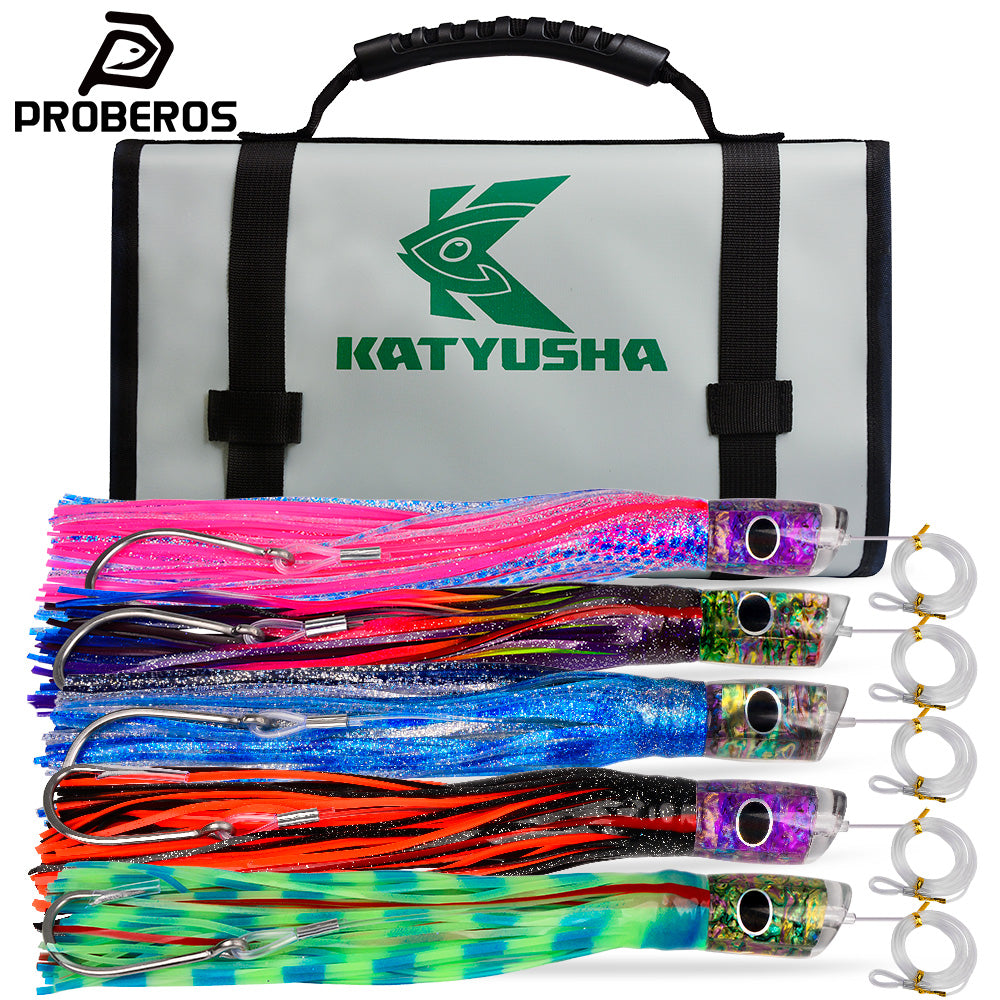 Color and head type options for PROBEROS offshore trolling lures round and pointed head