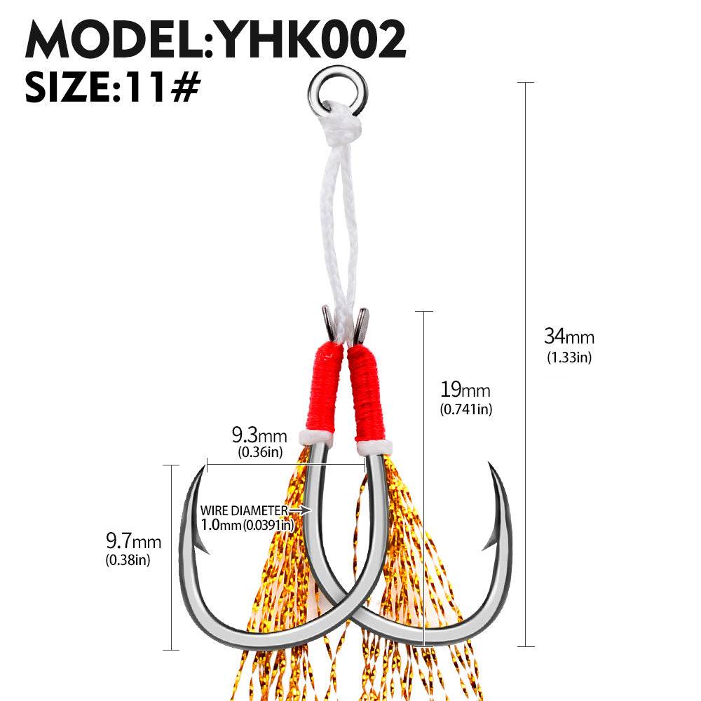 PROBEROS 20Pcs New Style Tied With Bright Wire Iron Plate Double Hook Black High Carbon Steel Main Line Fish Hook Wholesale - Proberos