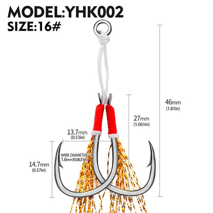 PROBEROS 20Pcs New Style Tied With Bright Wire Iron Plate Double Hook Black High Carbon Steel Main Line Fish Hook Wholesale - Proberos