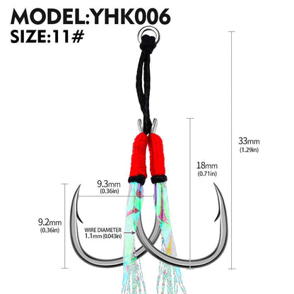 PROBEROS 20Pcs New Style Tied With Bright Wire Iron Plate Double Hook Black High Carbon Steel Main Line Fish Hook Wholesale - Proberos