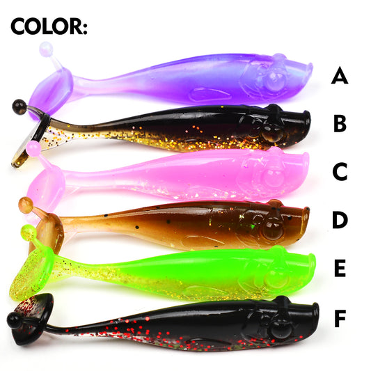 Sunlure 6 Color Soft T-Tail Silicone Fishing Lures Set