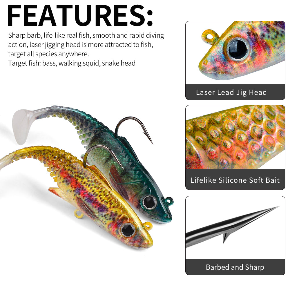 Realistic 3D fish eyes and soft PVC scale texture details of DW6091 lure