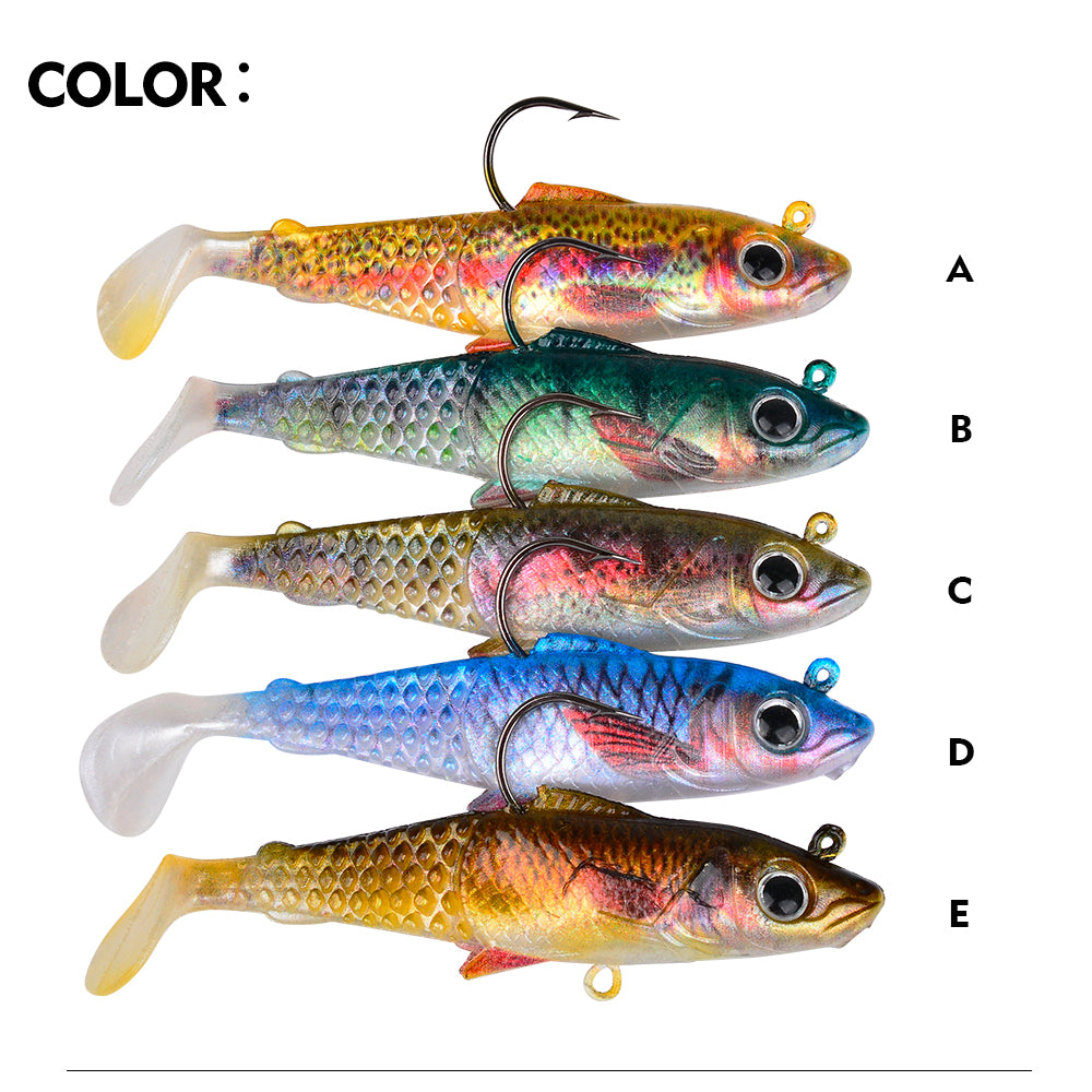 All 5 color options A B C D E for SUNLURE DW6091 soft VIB swimbait lures