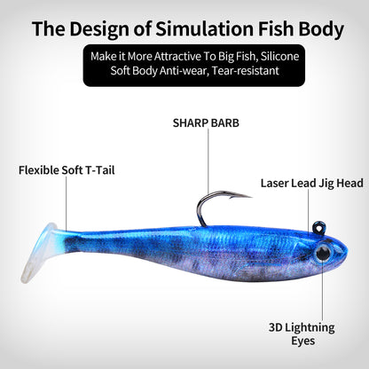 Close-up of Built-in Lead Weight Single Barbed Hook and 3D Eyes SUNLURE DW6092