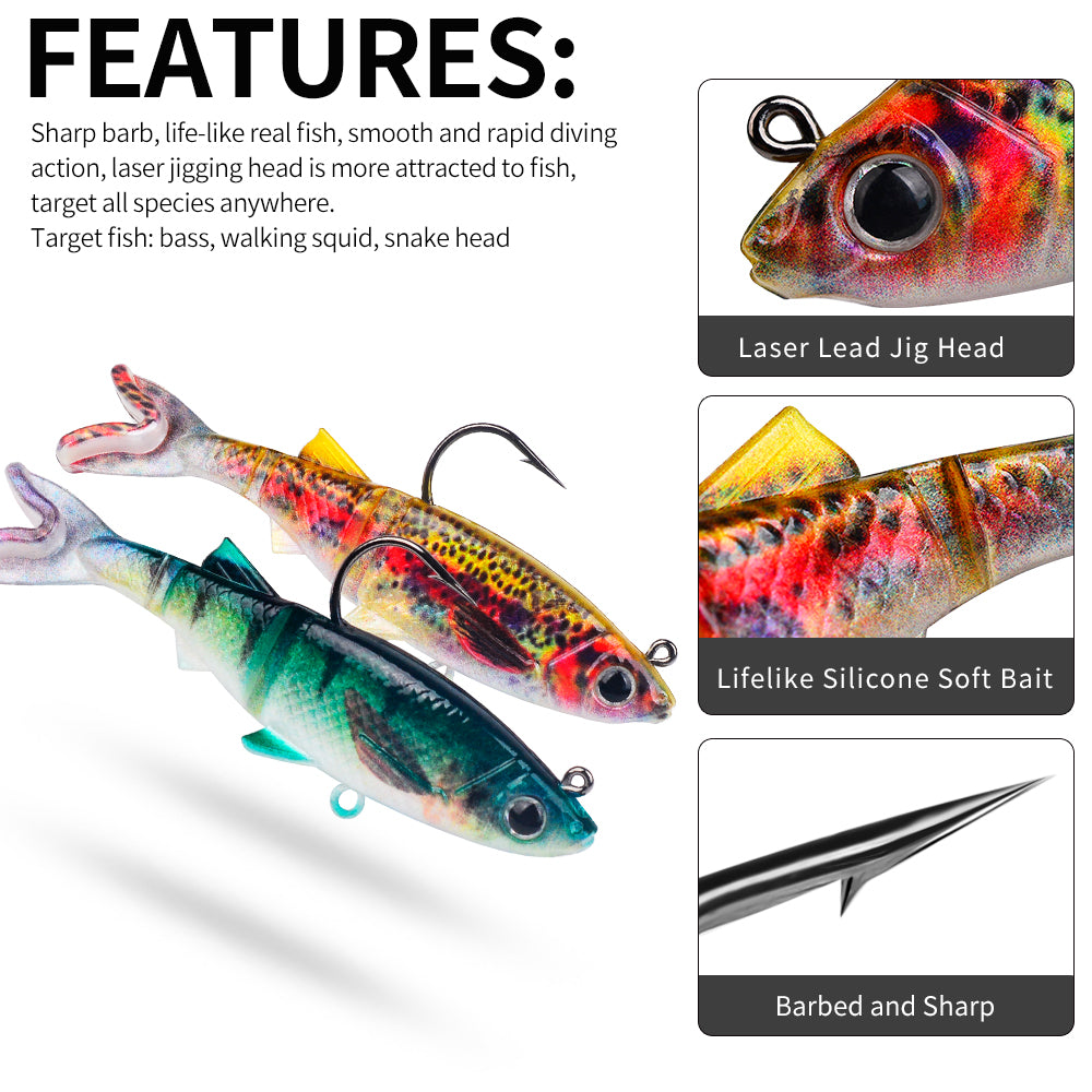 High-frequency vibration and lifelike split tail swimming action underwater