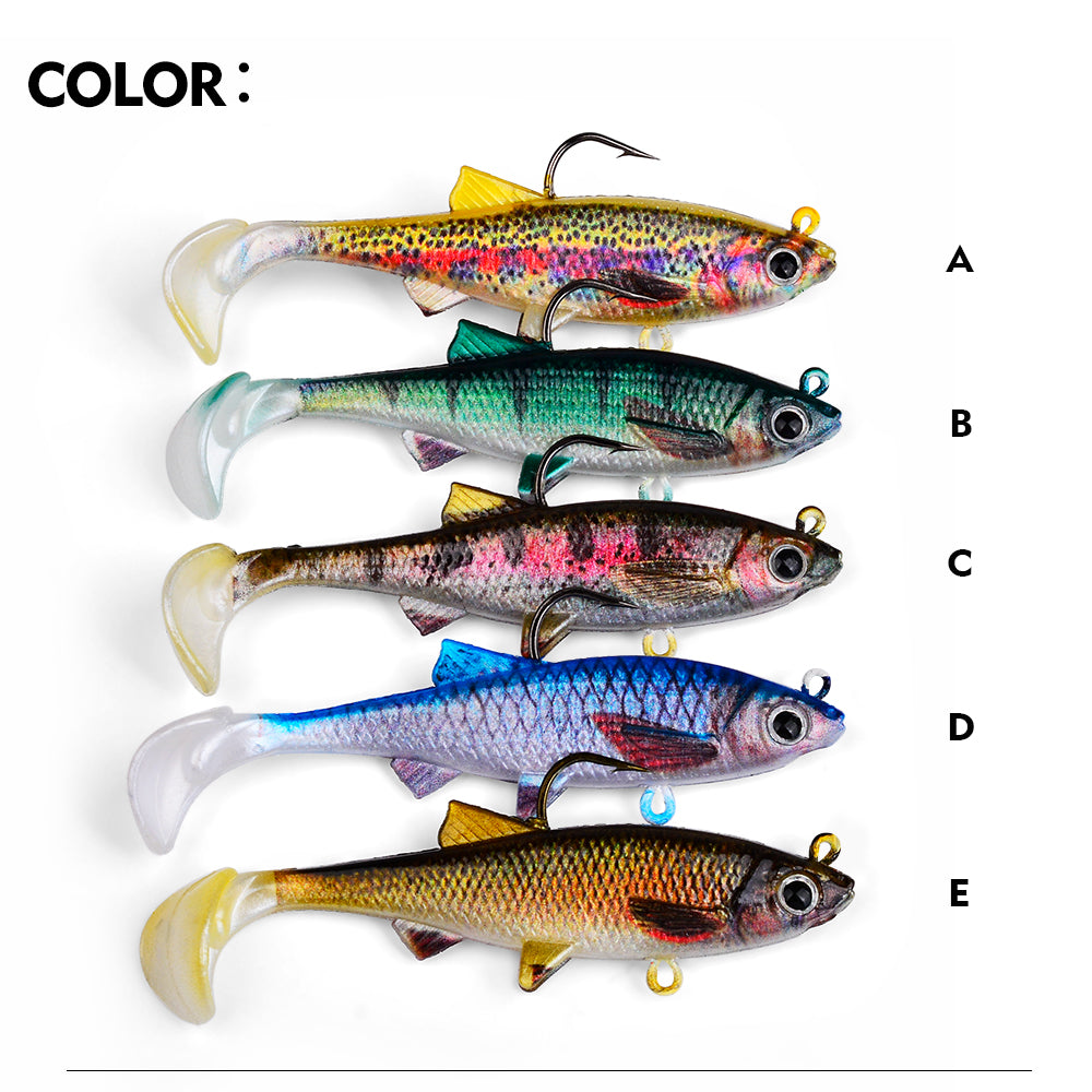 All 5 color options for Sunlure DW6094 soft paddle tail swimbait lures