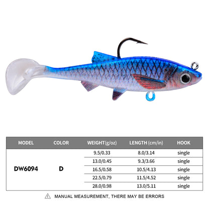 Sunlure DW6094 soft paddle tail swimbait lure color D 9.5g-28g
