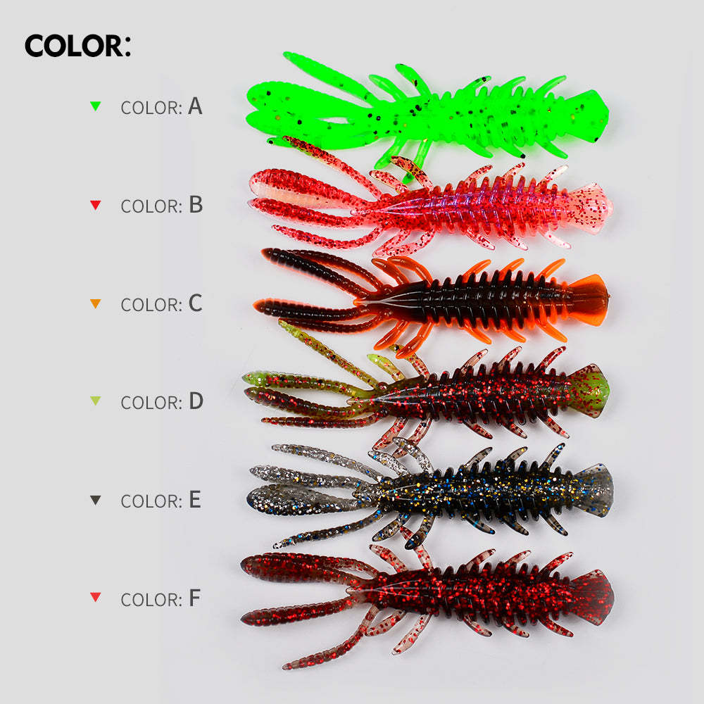 All 6 vibrant colors of Sunlure soft plastic crawfish lures