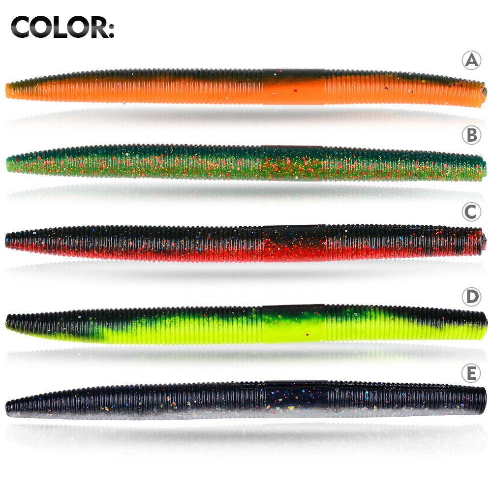 SUNLURE DW6128 Senko Ribbed Soft Stick Worms 5 Color Options Overview