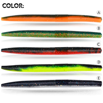 SUNLURE DW6128 Senko Ribbed Soft Stick Worms 5 Color Options Overview