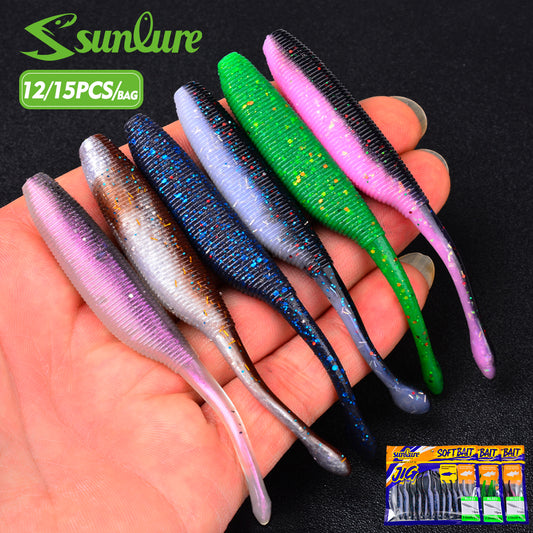 Sunlure Needle Tail Worm Soft Bait Lures 12 15Pack 3in 3.5in