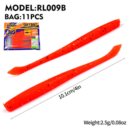 SUNLURE RL009 Slice Tail Soft Worm Lure Color B Orange Red