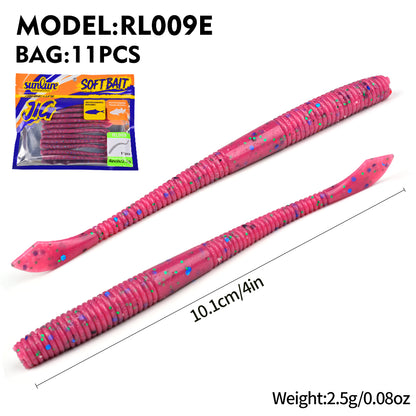 SUNLURE RL009 Slice Tail Soft Worm Lure Color E Pink