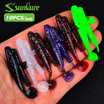 SUNLURE RL021 Ribbed Paddle Tail Soft Plastic Swimbait 10Pcs Pack