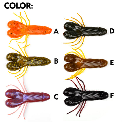 SUNLURE RL024 Crawfish Soft Lure 6 Color Options Display