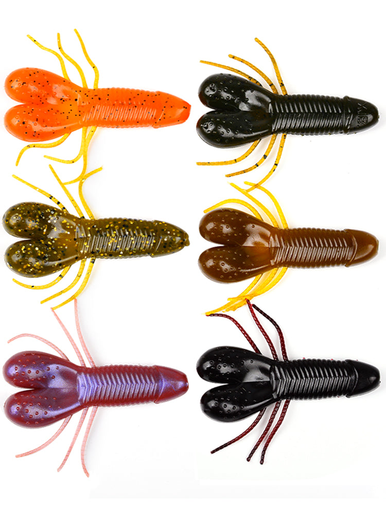 SUNLURE RL024 Crawfish Soft Lure 6 Color Options Display
