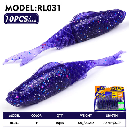 SUNLURE RL031 fork tail soft swimbait lure color F 7.87cm 3.5g