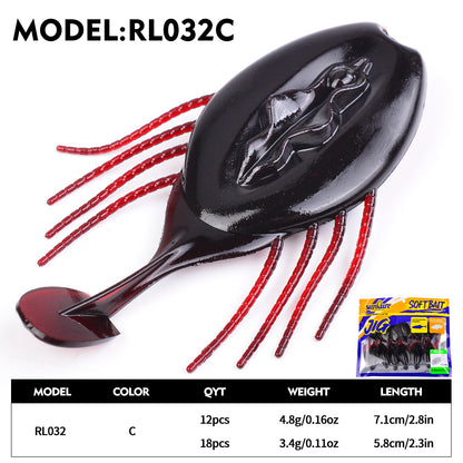 SUNLURE RL032 crawfish soft lure color C 5.8cm 7.1cm