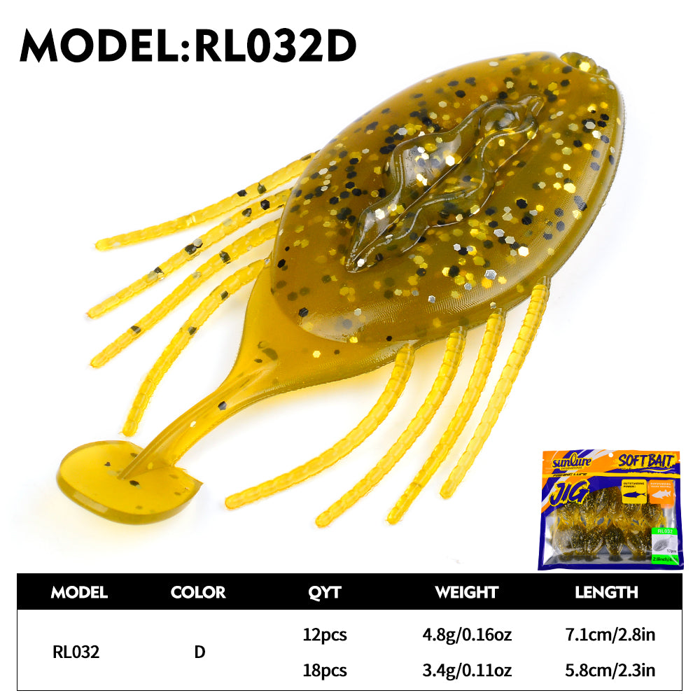 SUNLURE RL032 crawfish soft lure color D 5.8cm 7.1cm