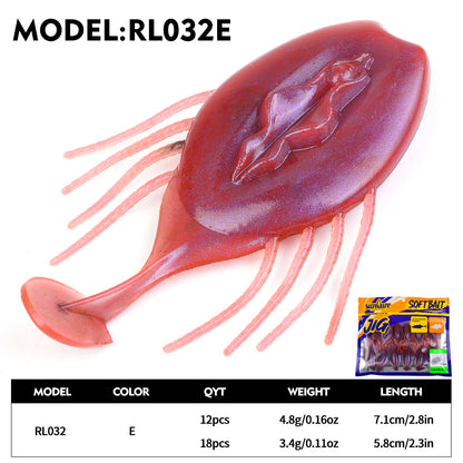 SUNLURE RL032 crawfish soft lure color E 5.8cm 7.1cm