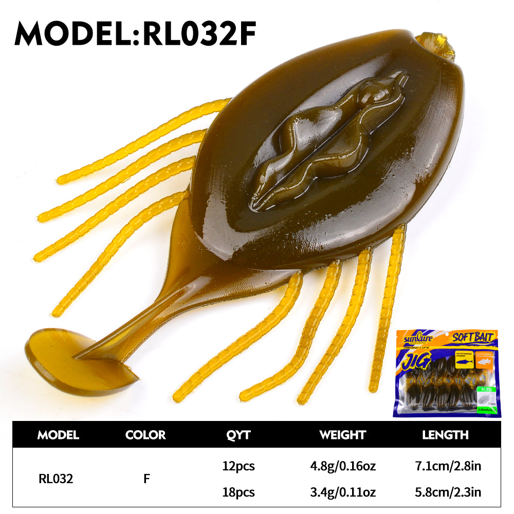 SUNLURE RL032 crawfish soft lure color F 5.8cm 7.1cm