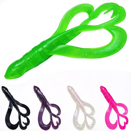 SUNLURE RL034 Twin Curly Tail Soft Swimbait for Bass Pike Musky (5PCS-1PC)