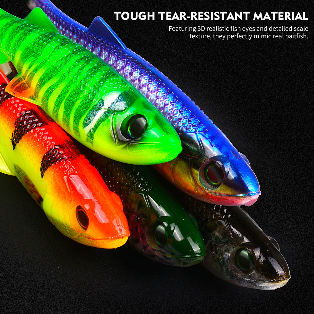 SUNLURE RL5600 paddle tail swimbait multi‑color display tough tear‑resistant soft lure material