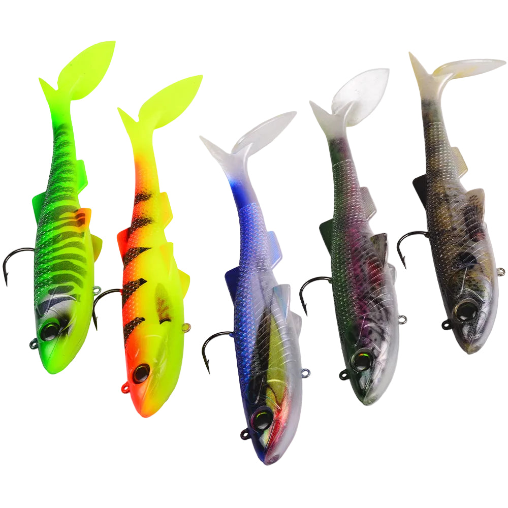 SUNLURE RL5601 Pre-Rigged Paddle Tail Soft Swimbaits 5 Colors