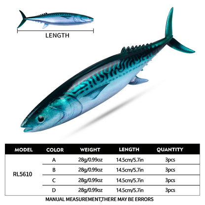 SUNLURE RL5610 mackerel soft lures packed in a heavy duty 3PCS per pack setup for saltwater predator fishing.