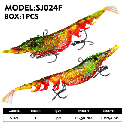 SUNLURE SJ024 pre rigged soft shrimp lure color F 11.2g 10.3cm