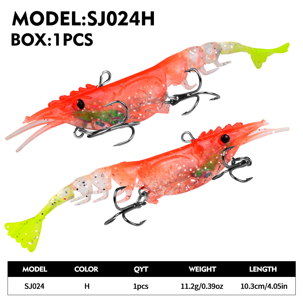 SUNLURE SJ024 pre rigged soft shrimp lure color H 11.2g 10.3cm