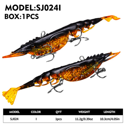 SUNLURE SJ024 pre rigged soft shrimp lure color A 11.2g 10.3cm