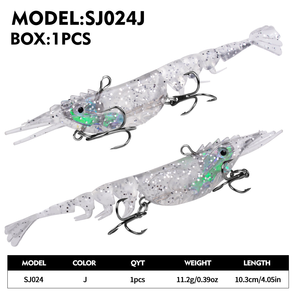 SUNLURE SJ024 pre rigged soft shrimp lure color J 11.2g 10.3cm