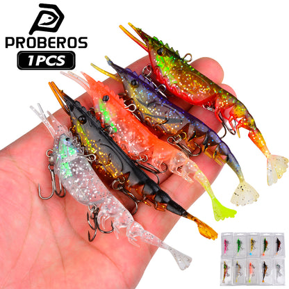 SUNLURE SJ024 pre rigged segmented soft shrimp lure with treble hooks