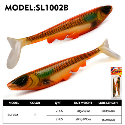 SUNLURE SL1002 Realistic Stripe T-Tail Soft Swimbait Color B