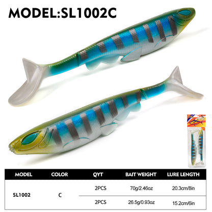 SUNLURE SL1002 Realistic Stripe T-Tail Soft Swimbait Color C