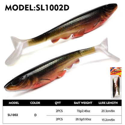 SUNLURE SL1002 Realistic Stripe T-Tail Soft Swimbait Color D