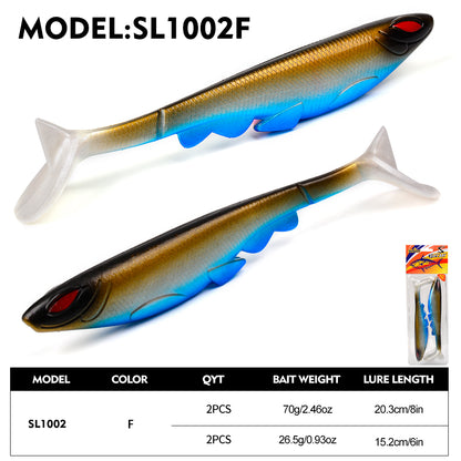 SUNLURE SL1002 Realistic Stripe T-Tail Soft Swimbait Color F