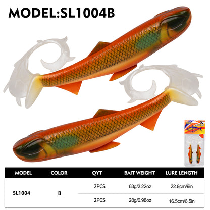 SUNLURE SL1004 soft plastic lure in Color B with realistic scale pattern and 3D eyes