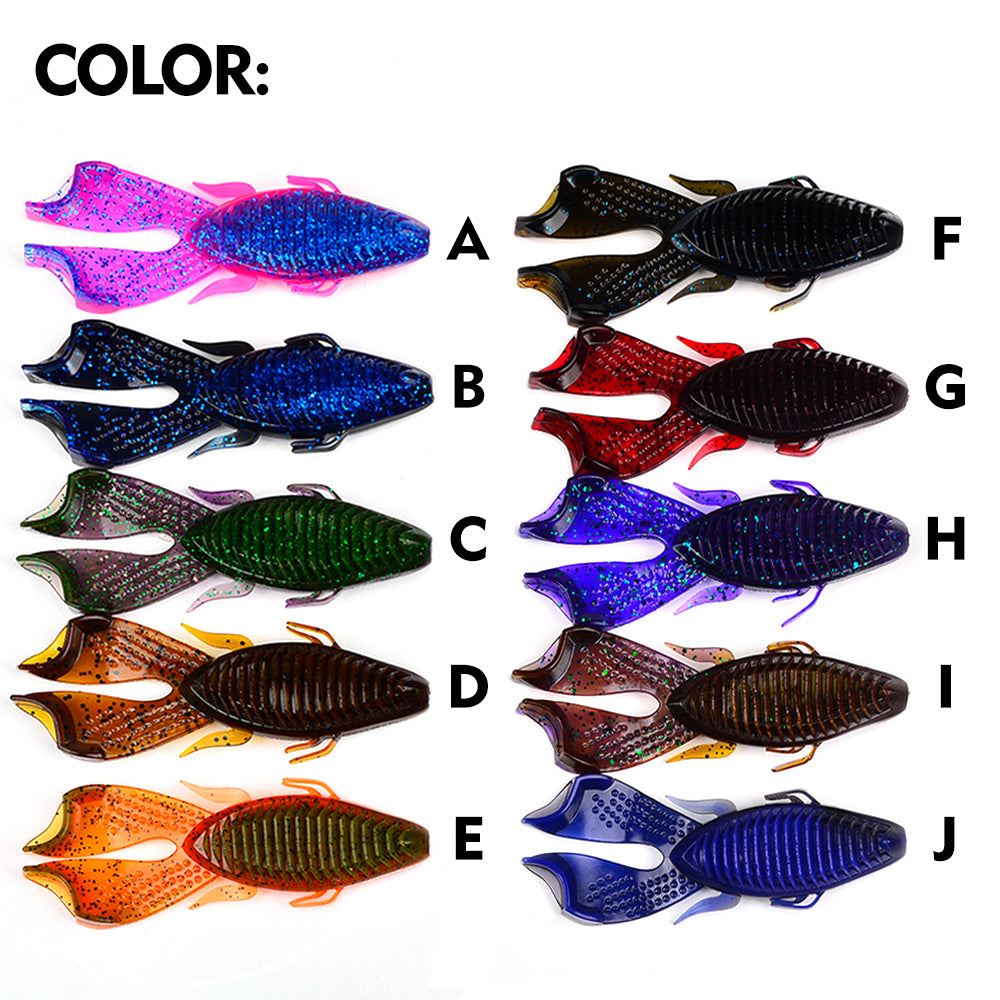 All 10 vibrant color options A to L for SUNLURE SL1005 soft frog lures