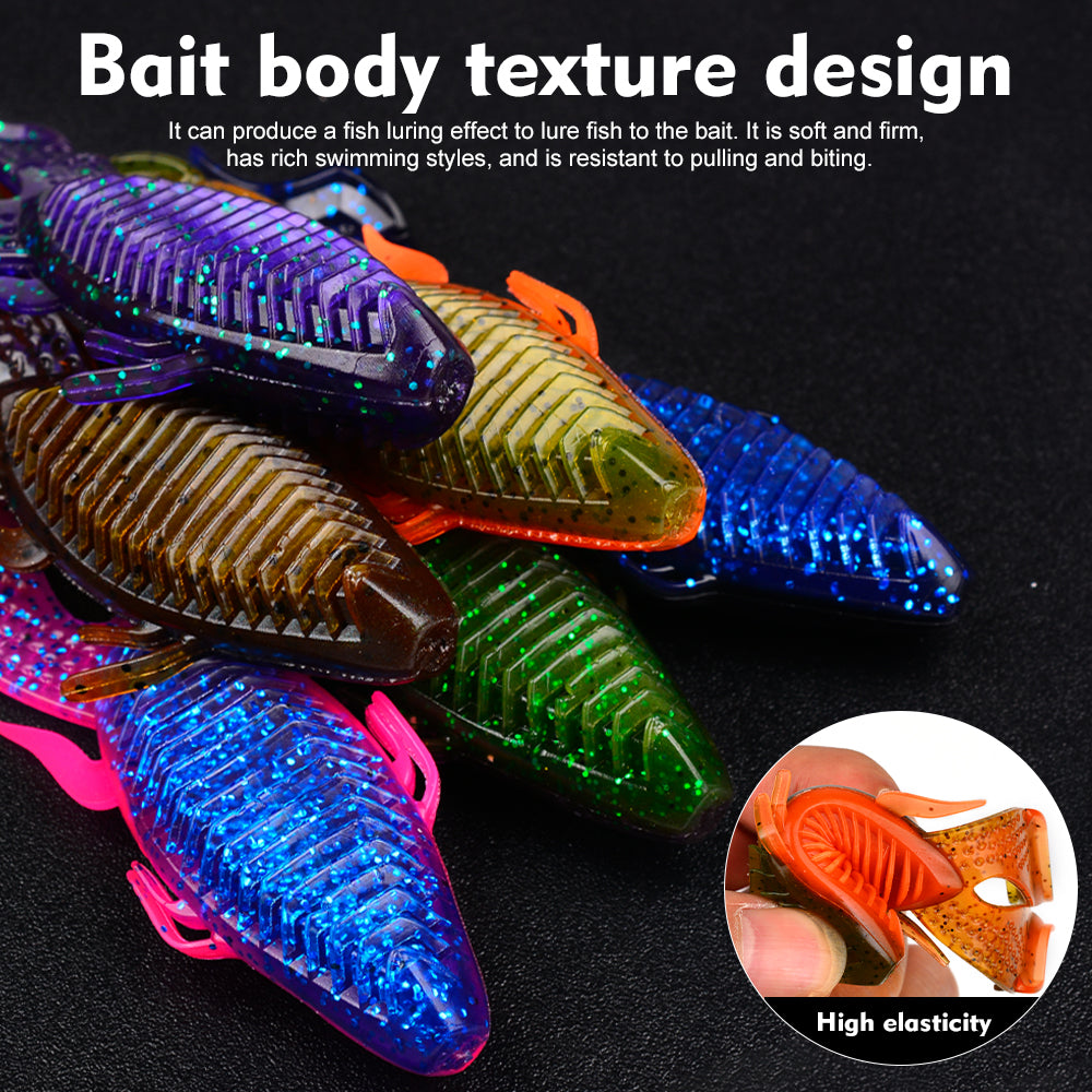 Ribbed segmented body design detail of SUNLURE SL1005 soft frog lure