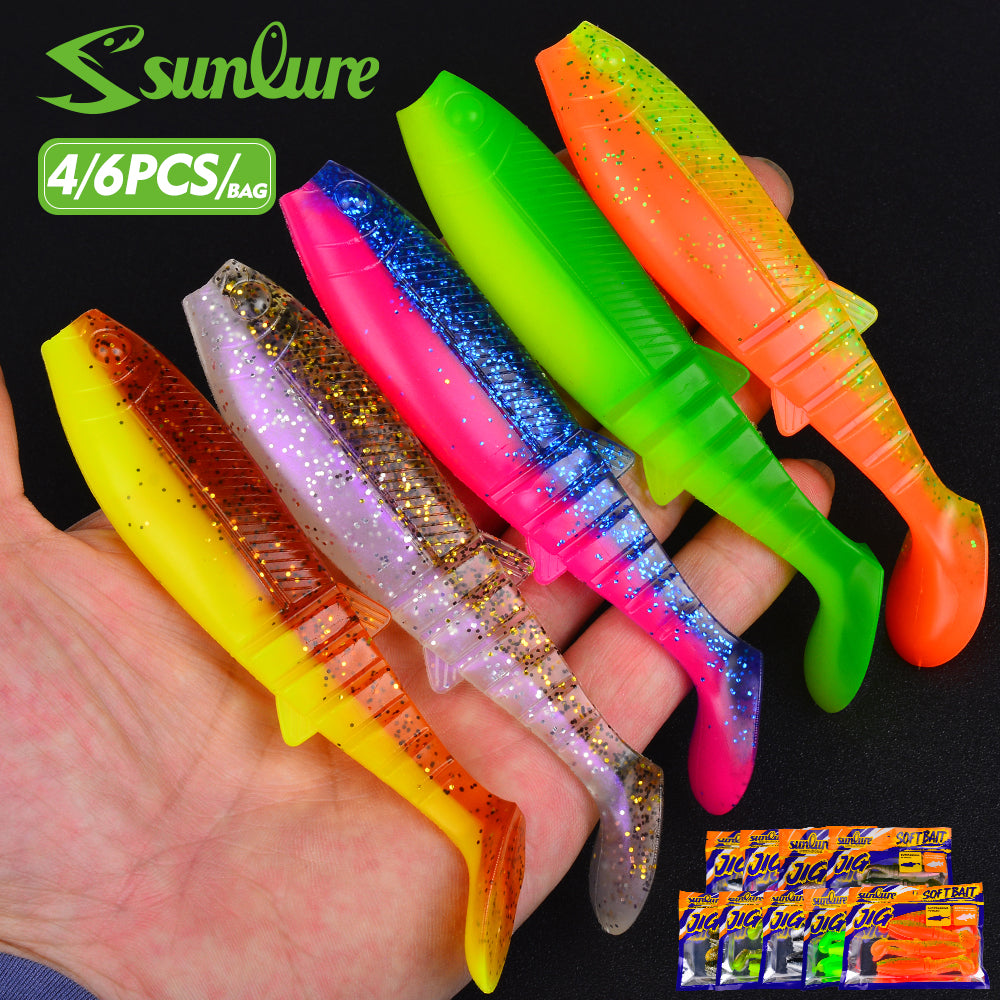 SUNLURE SL1006 Segmented Paddle Tail Soft Swimbait Lures for Bass Pike