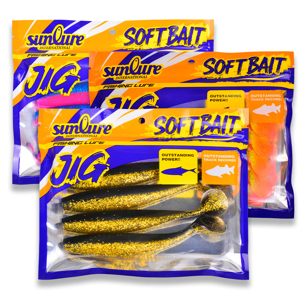 SUNLURE SL1008 paddle tail soft swimbait minnow lures 4PCS per pack packaging