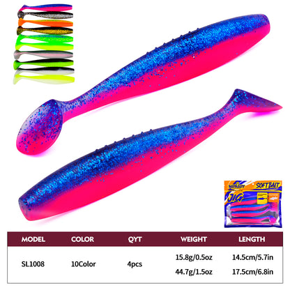 Size and weight specification chart for SUNLURE SL1008 swimbaits 15.8g and 44.7g