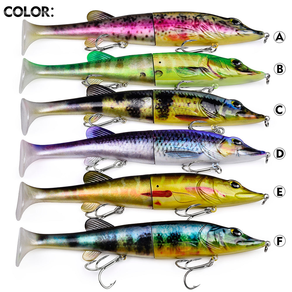 Close up of SUNLURE SL1012 detachable two-piece soft lure body design for versatile action in different water columns.
